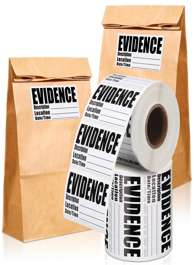 Affrolling 500 Pcs 1.25 * 2.25 Inches Evidence Collection Stickers Adhesive Evidence Labels Stickers Identification Tag for Forensics Investigation Theme Birthday Party - Image 1